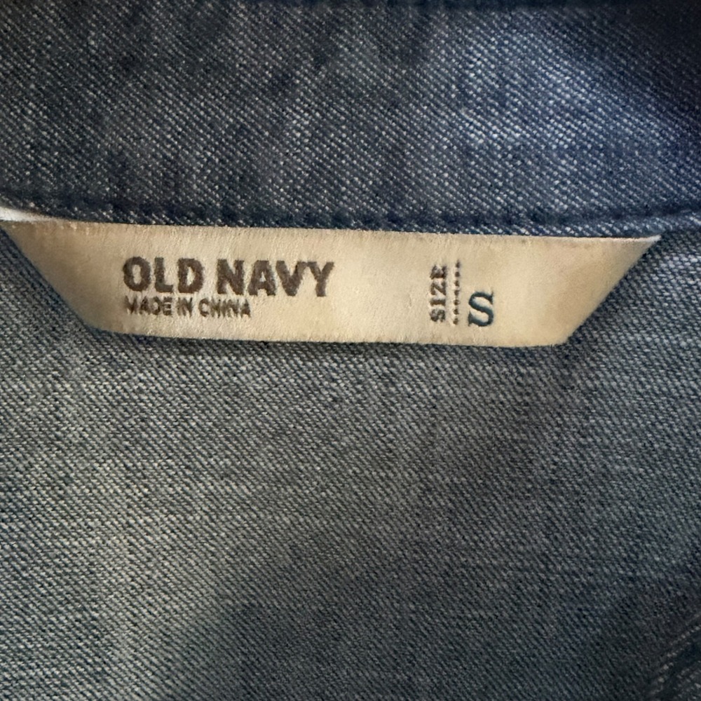 Old Navy Womens Chambray Denim Shirt Dress Small Button Front Pockets Coquette - Picture 6 of 7